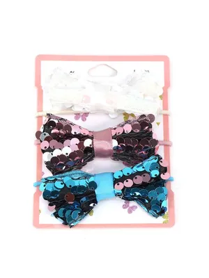 Sequin Bow Hair Clip Set