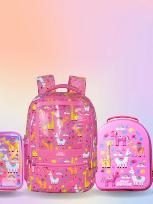 Smily Kiddos Combo PINK (Backpack, Lunch Bag, Pencil Box , Water Bottle )