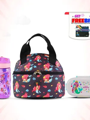 Mermaid Theme 3-in-1 Combo Pack | Insulated Lunch Bag, Lunch Box & Water Bottle