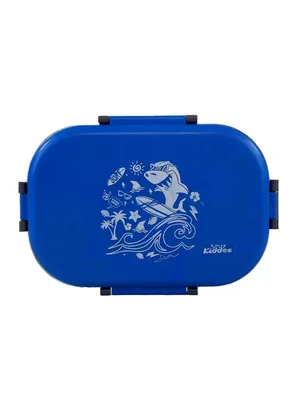 Stainless Steel Lunch Box - Surfer Shark Theme - Teal Blue