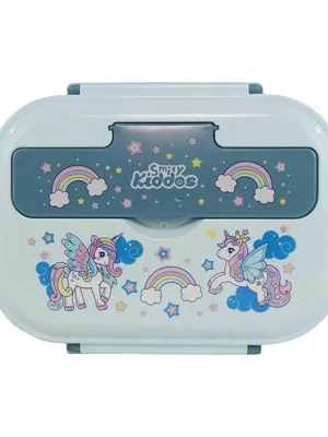 Large Stainless Steel Lunch Box Unicorn Theme - Light Blue