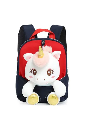 Unicorn Plush Toy Backpack – Red