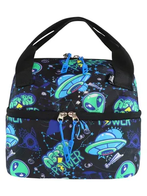 Alien Theme Double Decker Lunch Bag - Black