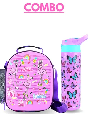 Smily Kiddos Combo| Lunch Bag | Water Bottle (Pack of 2)