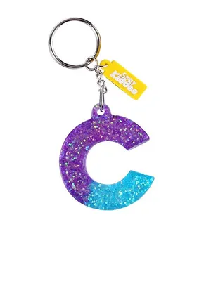 Alphabet Glitter Keychain - Purple & Blue — Design 3