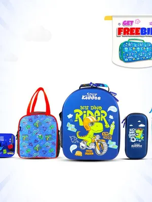 Smily Kiddos Combo Pack(Backpack,Pencil case,Lunch Bag,Lunch Box, Sports Water Bottle Blue