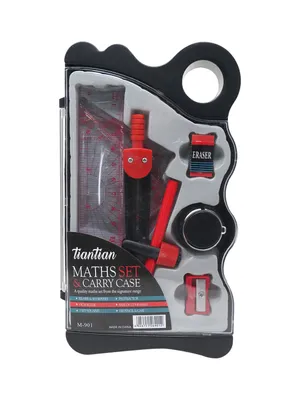 Smily Kiddos Maths Set & Carry Case – 8-in-1 Geometry Kit Red