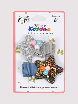 Smily Kiddos Sequine Star Hair Clip Set - 2