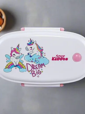 Small Stainless Steel Lunch Box - Dream Unicorn Theme - Light Pink