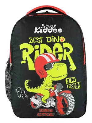 Dino Rider Kindergarten Backpack - Black & Red