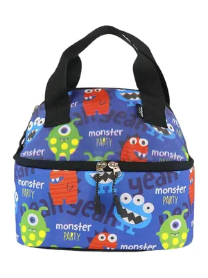 Double Decker Lunch Bag - Monster Theme - Blue