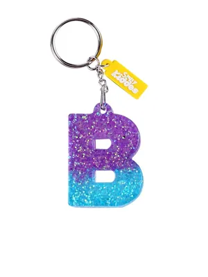 Alphabet Glitter Keychain - Purple & Blue — Design 2