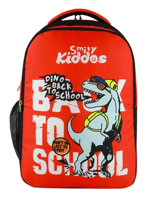 Dino Theme Kindergarten Backpack - Red & Black