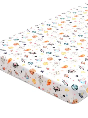 Pets Of The Galaxy 100% Satin Fitted Cribsheet For Baby Bedding
