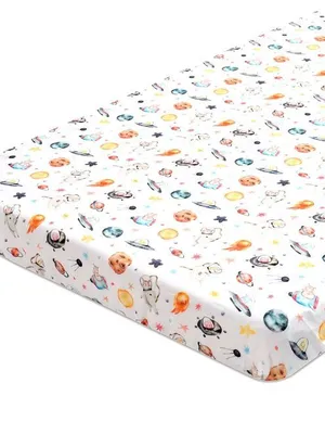 Pets Of The Galaxy 100% Satin Fitted Cribsheet For Baby Bedding