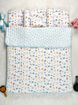 Pets Of The Galaxy Bedding Set: Mattress, Mustard seed pillow, 2 Bolsters, and quilt