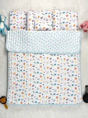 Pets Of The Galaxy Bedding Set: Mattress, Mustard seed pillow, 2 Bolsters, and quilt