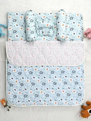 Appu and friends Bedding Set: Mattress, Mustard seed pillow, 2 Bolsters, and quilt
