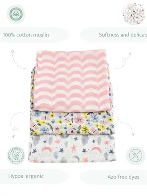 Swaddles Set Of 3 (Pink)