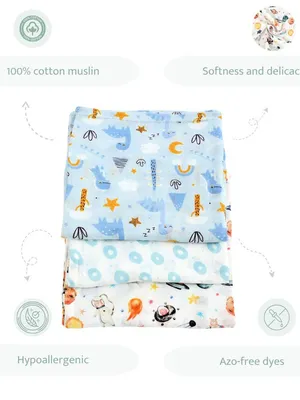Swaddles Set Of 3 (Blue)