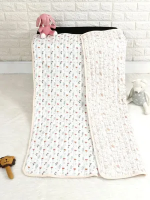 Ferns and Roses Organic Cotton Quilted Muslin Reversible Blanket