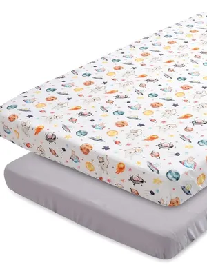 Pets Of The Galaxy Plus Purple Combo Fitted Cribsheet For Home And Bedding