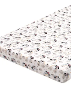 Rainbow vibes 100% Satin Fitted Cribsheet For Baby Bedding