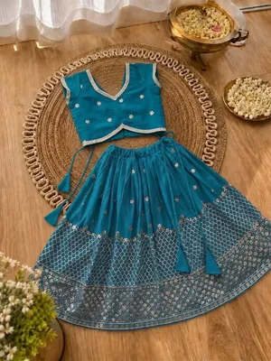 Girls Designer Lehenga Choli Set – Rama