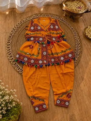Yellow Kediyu & Dhoti Set – Boys Navratri Ethnic Wear