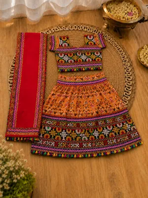 Yellow Patola Lehenga Choli Set with Red Dupatta