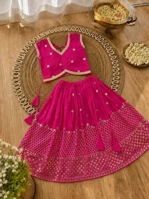 Girls Designer Lehenga Choli Set – Pink