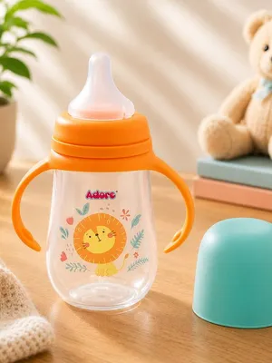 Adore Nok Nok Wide neck Feeding Bottle With Twin Handle 250ml - Orange