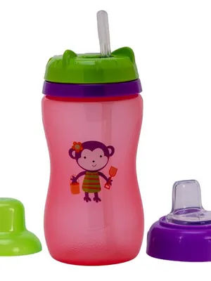 Adore Spartan 2 in 1 Spout n Straw Sipper with Hood 270ml- Pink