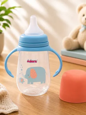 Adore Nok Nok Wide neck Feeding Bottle With Twin Handle 250ml - New Blue