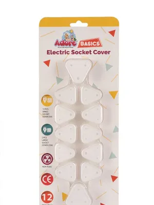 Adore Baby Safety Child Proofing Electrical Socket Cover Set- Pack of 12-White