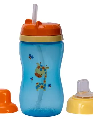 Adore Spartan 2 in 1 Spout n Straw Sipper with Hood 270ml- Blue