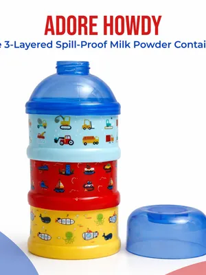Adore Howdy- The 3 Layered Spill Proof Milk Powder Container - Blue- 120ml