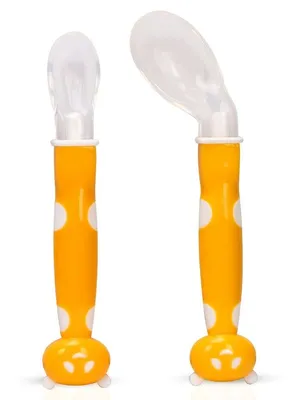 Adore ACE Flexi Silicone Feeding Spoon Set- Pack of 2 - Yellow