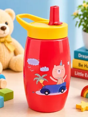 Adore Kiddo Flip to Sip Sports Sipper with Handle- 420ml -Red