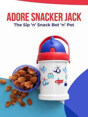 Adore Snacker Jack -The Sip 'n' Snack Bot 'n' Pot with Handle- Blue