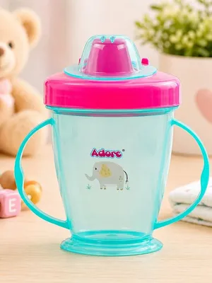 Adore Birdy Hard Spout Sipper cup with Twin Handle & Spill Proof Lid- 210ml - Blue Pink