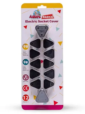 Adore Baby Safety Child Proofing Electrical Socket Cover Set- Pack of 12-Black