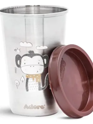 Adore Uno Printed Stainless Steel Tumbler with Spill Proof Lid 300 ml - Brown