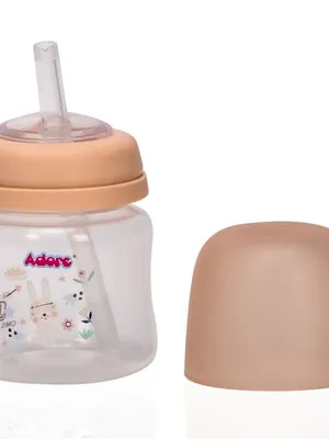 Adore Lota Widneck Straw Sipper- Spill Proof - 125ml- Brown