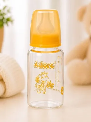 Adore Glaze Junior 2 Stage Borosilicate Glass Feeding Bottle 125ml- Yellow