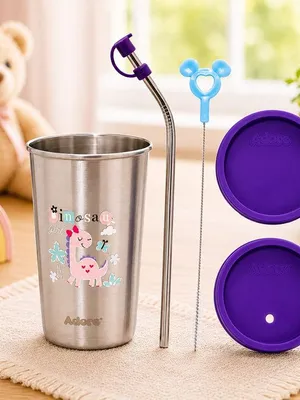 Adore Bliss Printed Stainless Steel Tumbler - 300ml - Purple