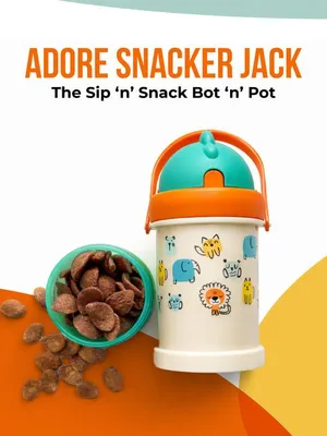 Adore Snacker Jack -The Sip 'n' Snack Bot 'n' Pot with Handle- Beige