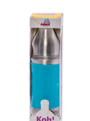 Adore Koh Stainless Steel Wide Neck Feeding Bottle with Silicon Sleeve- 250ml Blue