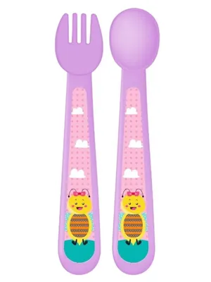 Adore Spoozy Baby Spoon & Fork Set- Purple