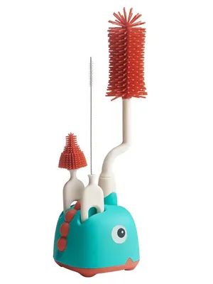 Adore Li'l Dino 3 in 1 Bottle Cleaning Brush kit with Drying Stand - Green